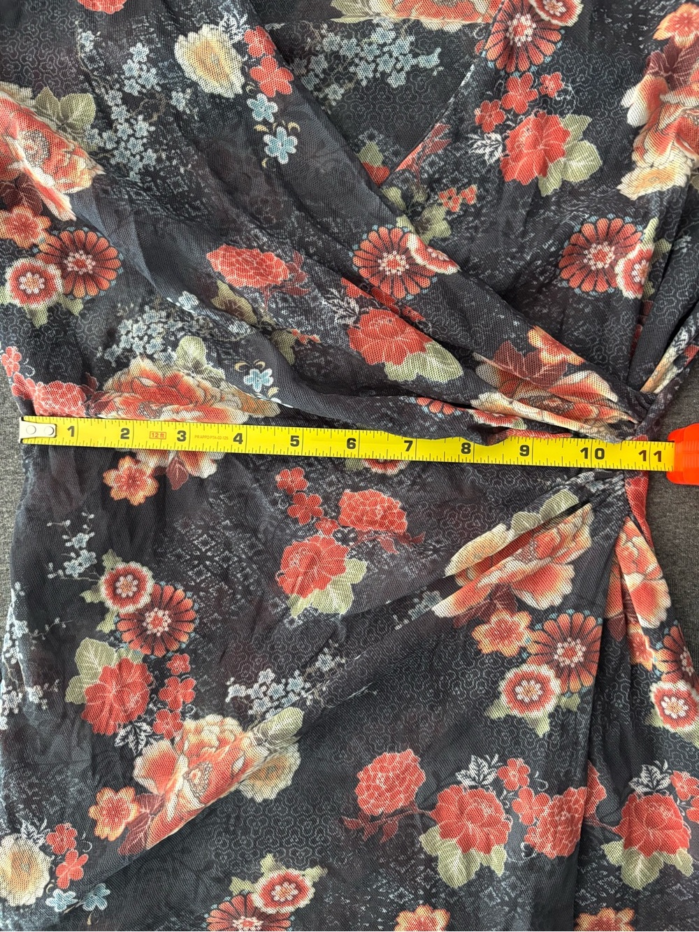 Sweet Pea Black Floral Wrap-Front Long Sleeve Top - Picture 10 of 10